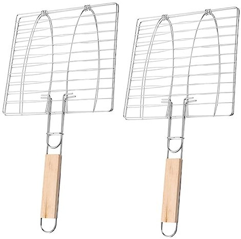 LABRIMP 2st Gegrilltes Fischnetz Fischhalter Für Grill Grill-gemüsekorb Grillzubehör Kohlekörbe -grillkorb Grillrost Für Fisch Fischgrillrost Gemüsegrillrost Camping Gitternetz Eisendraht