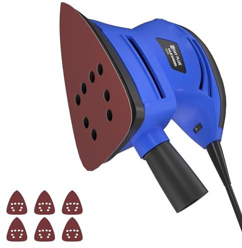 Electric Mouse Sander, 130W 12000RPM Detail Sander with 6Pcs Sandpapers&Dust Collection, Hand Sanders for Wood with 2m Power Cord, Compact Sanding Machine for Wood/Wall/Metal, Home and Work DIY Tools