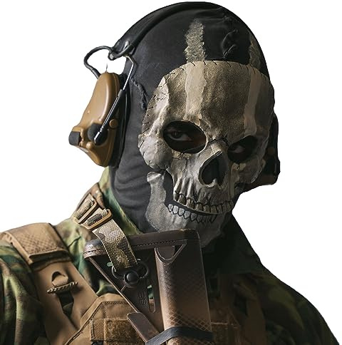 Claofoc Maschera Ghost Call of Duty, maschera con teschio e merluzzo, maschera fantasma, per Halloween, passamontagna, maschera da fantasma, maschera da scheletro antivento, per cosplay