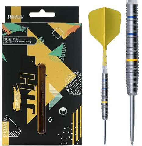 CUESOUL JIHO S6 Set di Freccette con Punta in Acciaio al 90% in tungsteno da 22g e Volo Unifying ROST T19