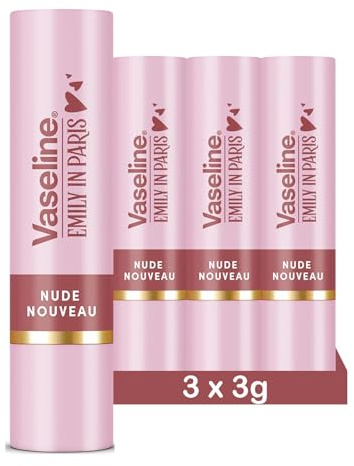 Vaseline x Emily in Paris Nude Nouveau | Bálsamo Labial Hidratante Barra | Edición Limitada | (Lote de 3 Nude Nouveau)