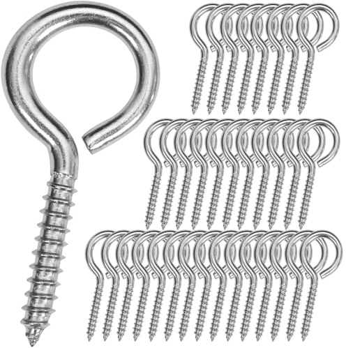 ACCZIO 40PCS 2.55 inches Screw Eyes M5 304 Stainless Steel Eye Screws, Heavy Duty Screw, Eye Hooks Screw Eye Bolts Eye Hooks Screw, Indoor & Outdoor Uses (40, M5-2.55inch)