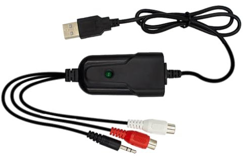 Jerilla USB 2.0 Audio Capture Card Grabber for Cassette Tapes to MP3 Converter, 3.5mm, R/L Stereo Interface Compatible with Windows XP/7/8/10 and Mac OS 10.14