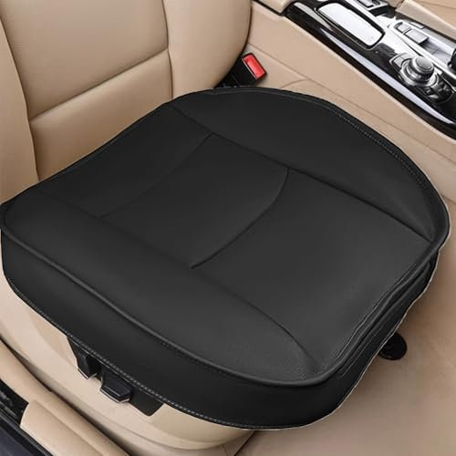 DXIA Cojines de Asiento de Coche, Funda de Asiento de Coche Universal, Fundas de Asiento de Coche de Cuero PU, Protector de Asiento Delantero de Trabajo para la Mayoría de Vehículos, Negro