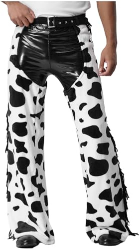 Chaps De Cow-boy Pantalon Ouvert Entrejambe Homme Cosplay Noir Blanc M