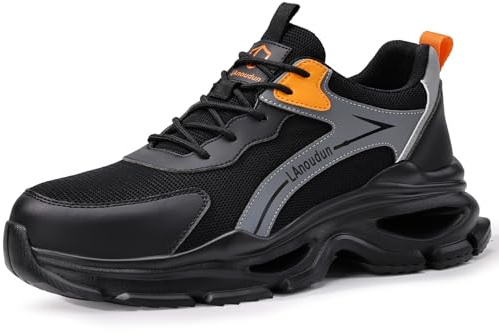 LAoutun Steel Toe Cap CE Certified Trainers Men Women Steel Toe Boots Lightweight Safety Shoes Work Trainers Breathable Comfortable Industrial Safety Boots Work Shoes