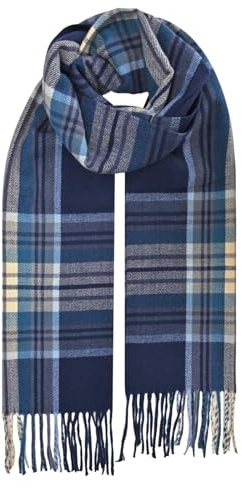 SGQTZDZQ Cashmere Tartan Scarf, Autumn & Winter Plaid Ladies Scarf for Women UK, Warm Women's Scarves & Wraps for Christmas Birthday Gifts (Blue Grid)