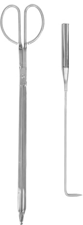 SAFIGLE 1 juego de atizador y pinzas para chimenea - Herramientas de acero inoxidable para fuego - Agarrador de leña para acampar, estufas de leña, patios, fogatas, picnics, interiores y exteriores