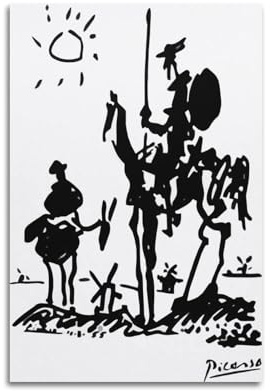 Stampa artistica da parete su tela con Pablo Picasso Don Chisciotte, decorazione artistica da parete moderna per camera da letto, 20 x 30 cm