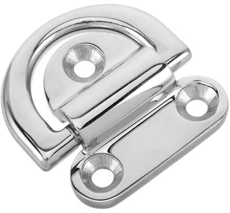 MAGICLULU Heavy Duty 316 Stainless Steel D-Ring Tie Down Anchor for Boats and Trailers, 10mm Polished Folding Pad Eye Marine Hardware for Yacht Load Securing