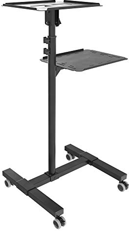 RICOO Beamer Ständer Stativ mit Rollen Höhenverstellbar CZ0800 Ständer für Projektoren Beamerständer Standfuß bis 10 Kg je Ablage Regal Laptoptisch Mobile Notebook Halterung Stand