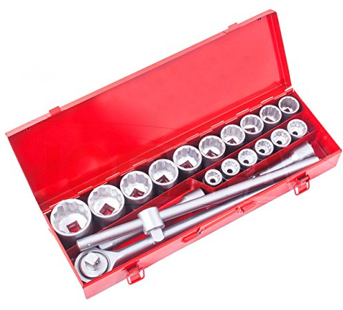 JOMAFA Juego de Llaves de Vaso de 3/4 con carraca, alargaderas y barra en t para vehiculos pesados, 21 piezas