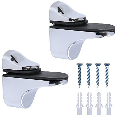 Glasregalhalterung, verstellbar, poliertes Chrom, Wandhalterung für 3-20 mm dicke Regale, 2 Stück