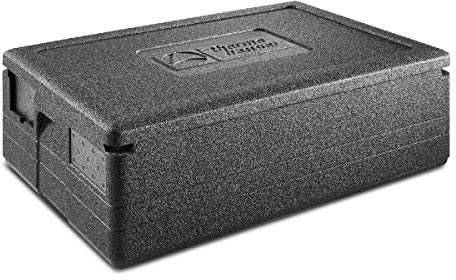 thermohauser EPP-Thermobox GN 1/1 Gastrostar inklusive Deckel - 30 Liter Volumen - 60 x 40 x 23 cm - 5-farbiges Einsteckkartenset, Schwarz