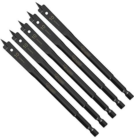 5 x SabreCut SCRIW10_5 10mm x 152mm Impact Rated Flat Wood Spade Bits for Softwood Hardwood Chipboard