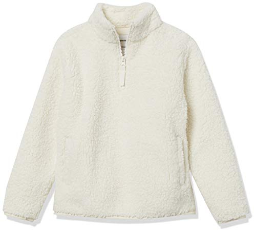 Amazon Essentials Chaqueta de Forro Polar Sherpa con Cremallera 1/4 Niña, Marfil, 2 años
