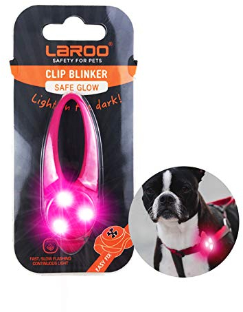 LaRoo Sicherheits LED Blinklicht für Hunde, Katzen, LED Licht Leuchtanhänger Schlüsselanhänger 3 Blinkmodis Sicherheitslicht für Spaziergänge mit dem Hund Outdoor Sport (Rosa)