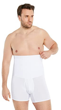 FINN Shapewear Herren Boxershorts – Bodyshaper Mieder mit Bauchweg Effekt – Figurformende Unterhose für Männer – Stützende Shaping Shorts aus Baumwolle für Bauch und Hüfte Weiß Weiss M