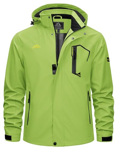 TACVASEN Softshelljacke Herren Wasserabweisend Outdoorjacke Leicht Regenjacke Fahrrad Outdoor Wanderjacke (XL, Neongrün)