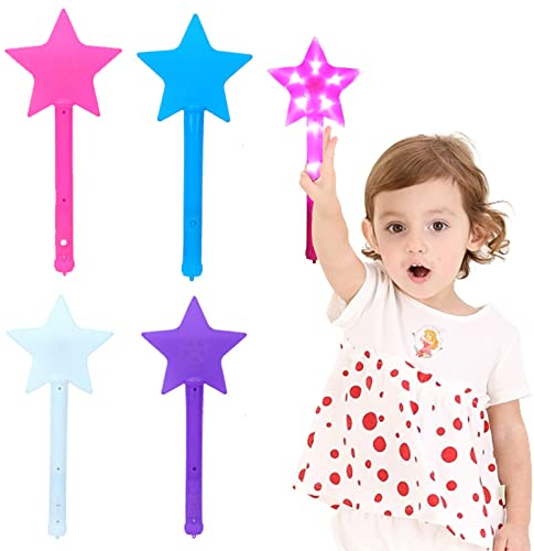 liuer 4PCS Zauberstab Kinder Leuchtend,Prinzessinnenstäbe,Sternenzauberstab,Spielzeugstäbe für Mädchen,Zauberstab Feenstab für Mädchen Weihnachten Halloween Geburtstagsfeier Dekoration