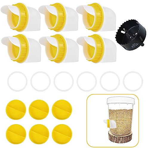 Hühnerfutterstation Kein Abfall, Automatischer Hühnerfutterautomat mit Erweitertem Futteranschluss, Wetterfester Geflügelfutterspender für Hühner, Ente, Gänse, Vögel, Wachteln