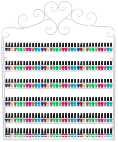 LEUTED 6-tier Nagellackständer Wandregal, Metall Nagellack Regal Aufbewahrung Display schminktisch organizer Lippenstiftständer Regal Damen makeup organizers, ätherische ölen aufbewahrung (Weiß)