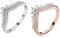 TOFBS 2 Stück Vform Diadem Ringe Set Kristall Schmuck S925 Sterling Silber Zirkonia Kronenringe Damenringe Eleganter Schmuck