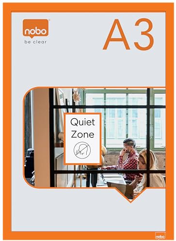 Nobo – Porte-Affiche A3 Mural, avec Cadre d’affichage Clipsable Anodisé, Remplacement des affiches facile et rapide, Autocollant, Cadre Orange, Lot de 2, 1915698