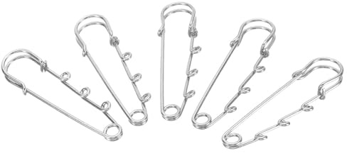 YOKIVE 20 Piezas Alfileres de Seguridad Alfiler de Metal con 3 Agujeros para Costura Insignias Artesanales Ideal para Hogar Tienda Uso Diario (Tono Plateado 2.4)