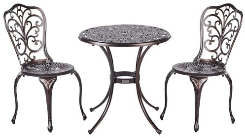Caféset Utomhus Trädgård Metall Bistro Set Bord och Stolar Brun Triora/Andalo