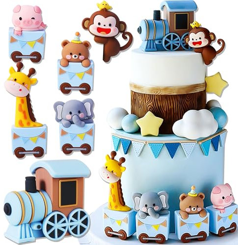 Roaring Good Time Tiere Kuchendekoration Blaue Goldkugeln Kuchendekoration Bären Kuchen Tortendekoration Babyshower Geburtstagstorte Dekoration