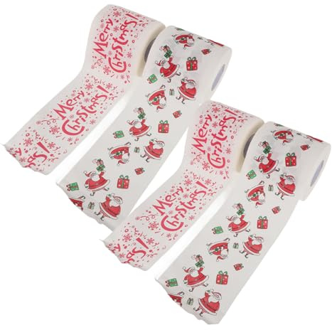 OHPHCALL 4rotoli Carta Igienica Forma Di Babbo Natale e Tovaglioli Di Carta Igienica Per Natale Articoli Per Feste e Decorazioni Natalizie Divertenti