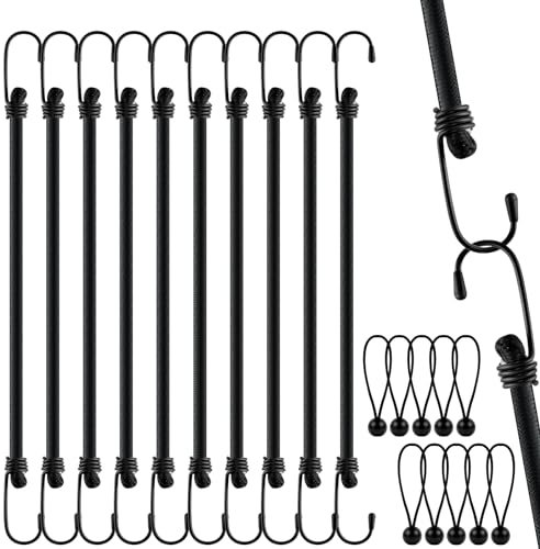 WuGU 10PCS Pulpos Elasticos con Gancho, 30CM Tensores Cuerda Transporte, Correas Elásticas Negro para Equipaje, Bicicleta, Muebles, Coche