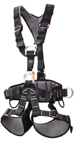 SOB Klettergurt mit Ganzkörpersicherung, Abnehmbarer Hüftgurt, Verstellbarer Sicherheitsgurt für Bergsteigen, Klettern, Abseilen