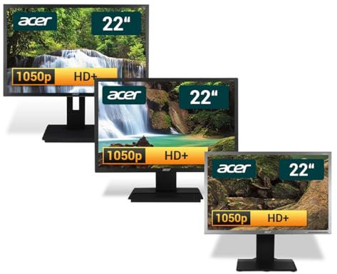 acer 22 Zoll Business Computer Monitor, Desktop Gaming Monitor, HD+ (VGA - DVI - VESA), PC Bildschirm, schwarz/Silber (Generalüberholt)