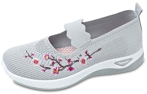 Basket Femme Été Mode Respirante en Maille Aérée Décontractée à Bout Rond Antidérapante Slip on Confortable Chaussure de Sport Loisirs Quotidien pour Toutes Activités Extérieures Urbaines