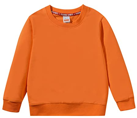 Sweatshirt Karaté Enfant Bébé Garçon Fille Solide Patchwork Manches Longues Coton Col Rond Sweat-shirt Pull Tops Tenues Vêtements La Pull Garçon, Orange, 5-6 ans