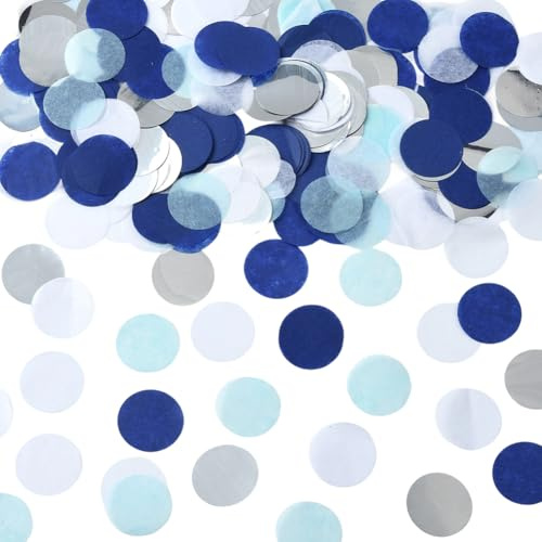 SOFPLATE 50G Coriandoli Da Tavolo Blu per Feste Coriandoli Da Tavolo Rotondi Carta Colorata Puntini Piatti Cerchio Brillante Piccolo Centrotavola con Paillettes Spargi Accessori per Bomboniere per Fes