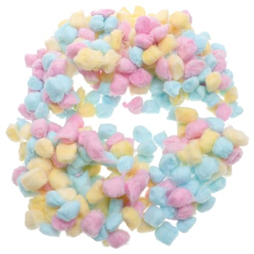 SEWACC Boules de Coton pour -Né 500G Petites Boules de Coton Colorées Rose Jaune Bleu et Nettoyage Visage Bébé Multi-Usages pour Soins et Maquillage Usage Domestique et Professionnel