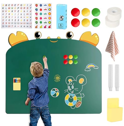 LUPATDY Montessori magnetisk tavla för barn, stor 66 x 90 cm, magnetisk barnvägg med kritor, tvättbar tavla med avtagbart lim för barnrum, dekoration, skola
