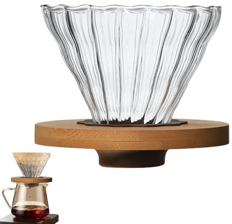 de vidrio transparente – Cono reutilizable para verter sobre filtro, taza de café de preparación manual, filtro de preparación transparente con diseño de soporte estable | manual