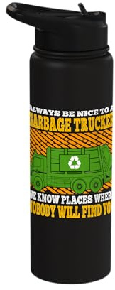 Dump Truck Art for Rubbish Collectors Garbage Truck Lovers Stainless Steel Insulated Water Bottle