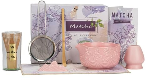 Generico Set di ciotole per matcha in ceramica con rilievo e beccuccio design zen giapponese artistico regalo artigianale squisito scatola elegante