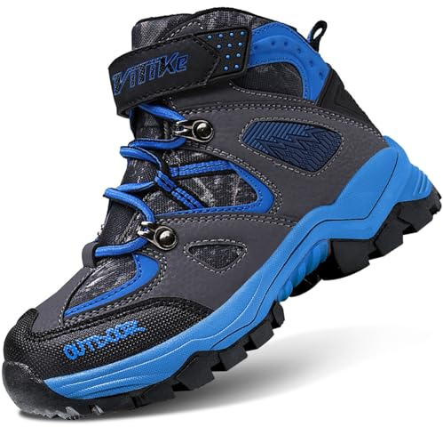 VITIKE Kids Snow Boots Outdoor Winter Walking Boots Trekking Boots,Blue,2.5 UK