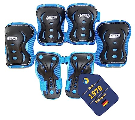BEST SPORTING Schützer Set HQ für Kinder I Ellenbogenschoner/Handrückenschoner/Knieschoner in Größe XS/S I hochwertiges Skater Schützer Set in Blau/Schwarz I Robustes Schonerset