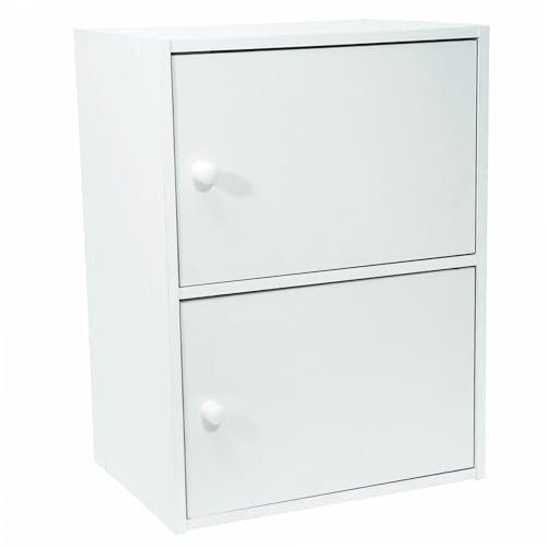 WERKA PRO Meuble Blanc à Portes - 2 Portes - Panneaux de Bois MDF - 54 x 40 x 29 cm - Livré en Kit avec Plan de Montage - pour Salle de Bain, Couloir ou Chambre - Robuste et Élégant