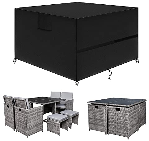 SIRUITON 135x135x74cm Gartenmöbel Abdeckung mit Belüftungsöffnungen, Wasserdicht, Winddicht, UV-Beständiges, Schwerlast,Reißfest 420D Oxford Abdeckplane Gartenmöbel, Abdeckung Gartenmöbel Winterfest