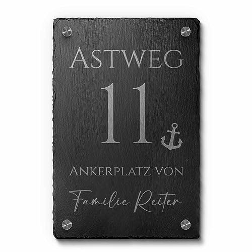 Schiefer Hausnummer & Straße Namen 20x30 cm Wunsch-Gravur Namensschild Schild