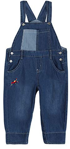 CAMILIFE Bebè Neonato Bambino Bimbo Unisex Jeans Salopette Lunga in Morbido Cotone Denim Pantaloni Pagliaccetto Cartoon Propelle Aeroplano Taglia 68-74