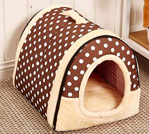 LINGHAN Cama para perros iglú 2 en 1, casa para mascotas, tienda de campaña interior, cueva para dormir para perros pequeños y medianos, lavable, desmontable, suave y cálido cojín